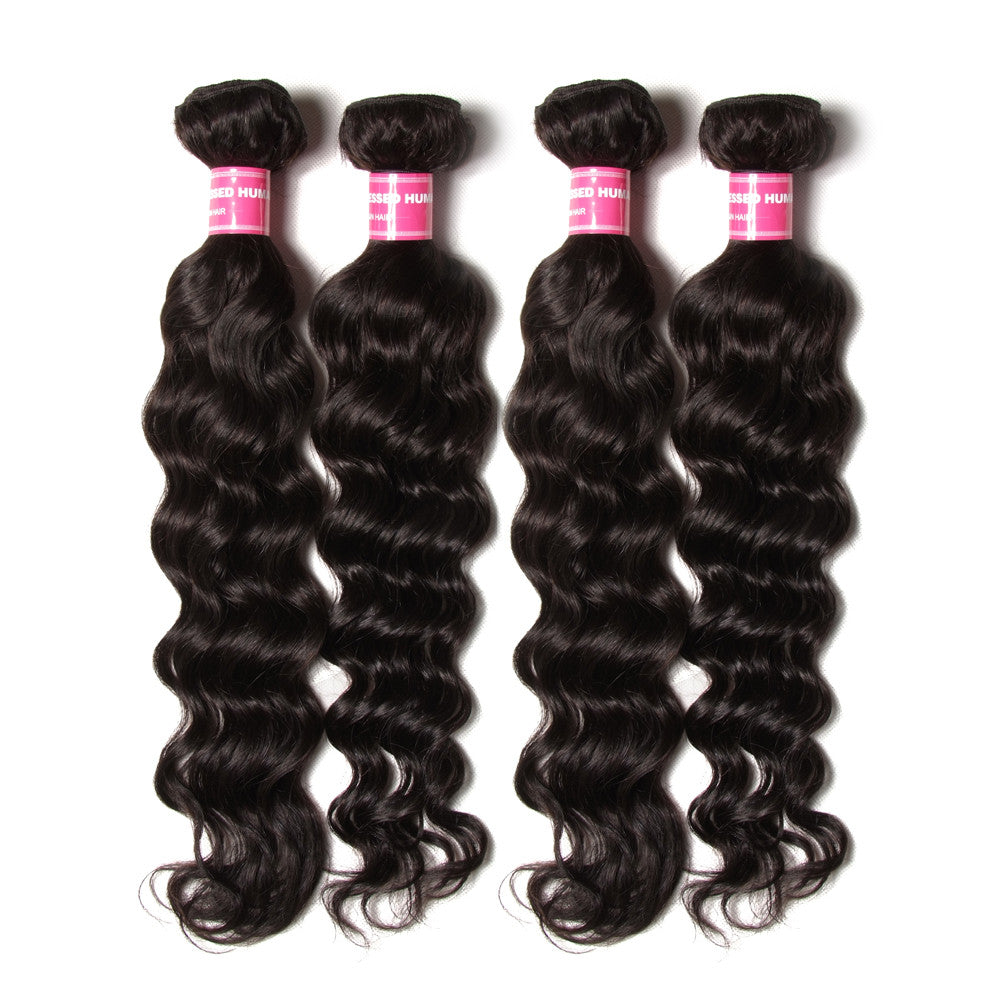 4 Bundles 10A 100% Virgin Natural Wave Human Hair Extensions