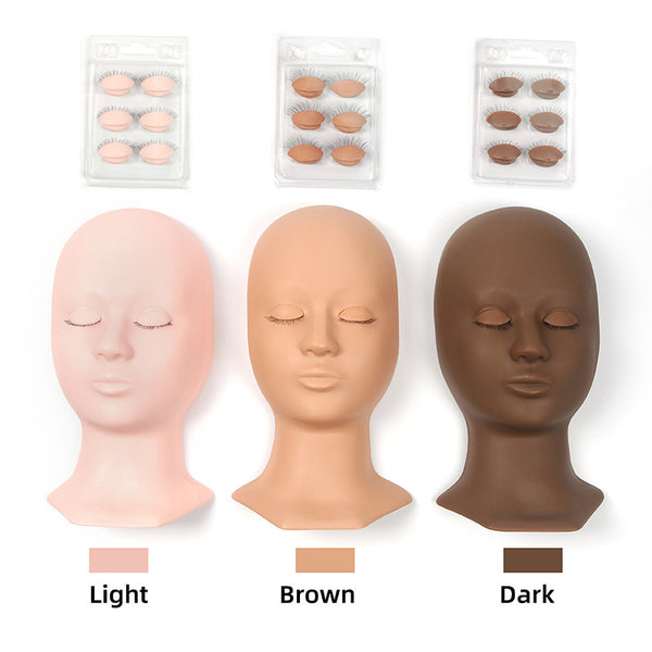 Eyelash extension practice mannequin head with replaceable eyelids