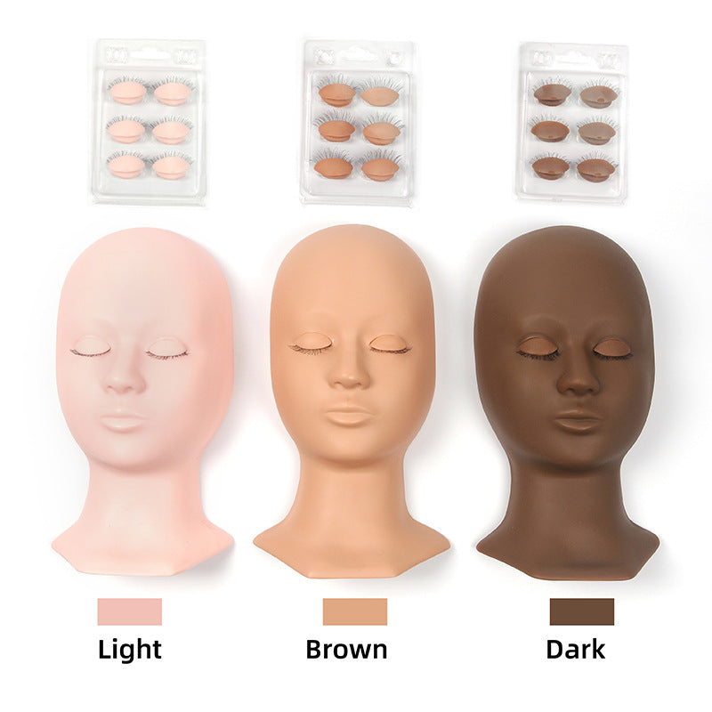 Eyelash extension practice mannequin head with replaceable eyelids
