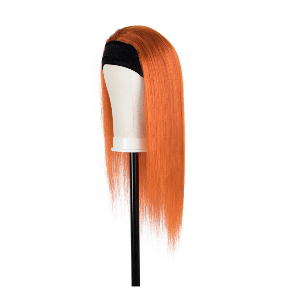 #350 Ginger Orange Straight Human Hair Headband Wigs