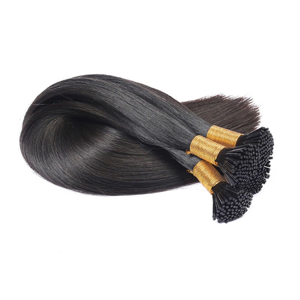 I Tip Straight Human Hair Extensions 100g Dark Color #1~#12