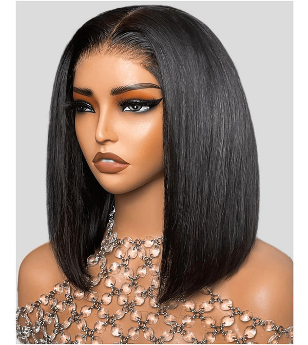 12A Double Drawn Straight Short Bob Human Hair 4x4 5x5 13x4 Lace Front Wig