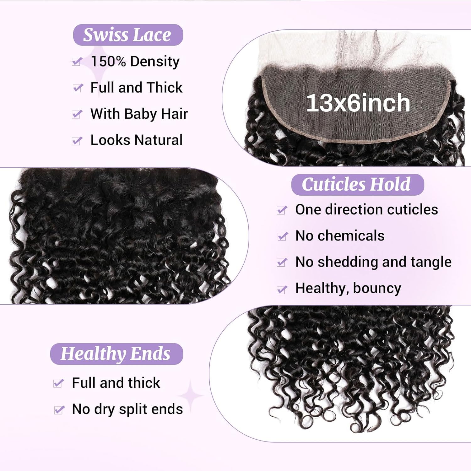 Brazilian Virgin Water Wave Human Hair 13x6 HD Ear to Ear Lace Frontal