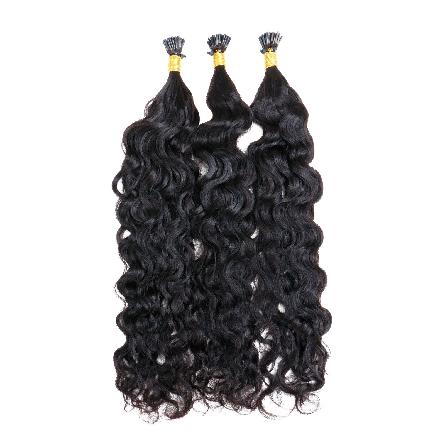 I Tip Water Wave Human Hair Extensions 100g/Pack Dark Color #1~#12