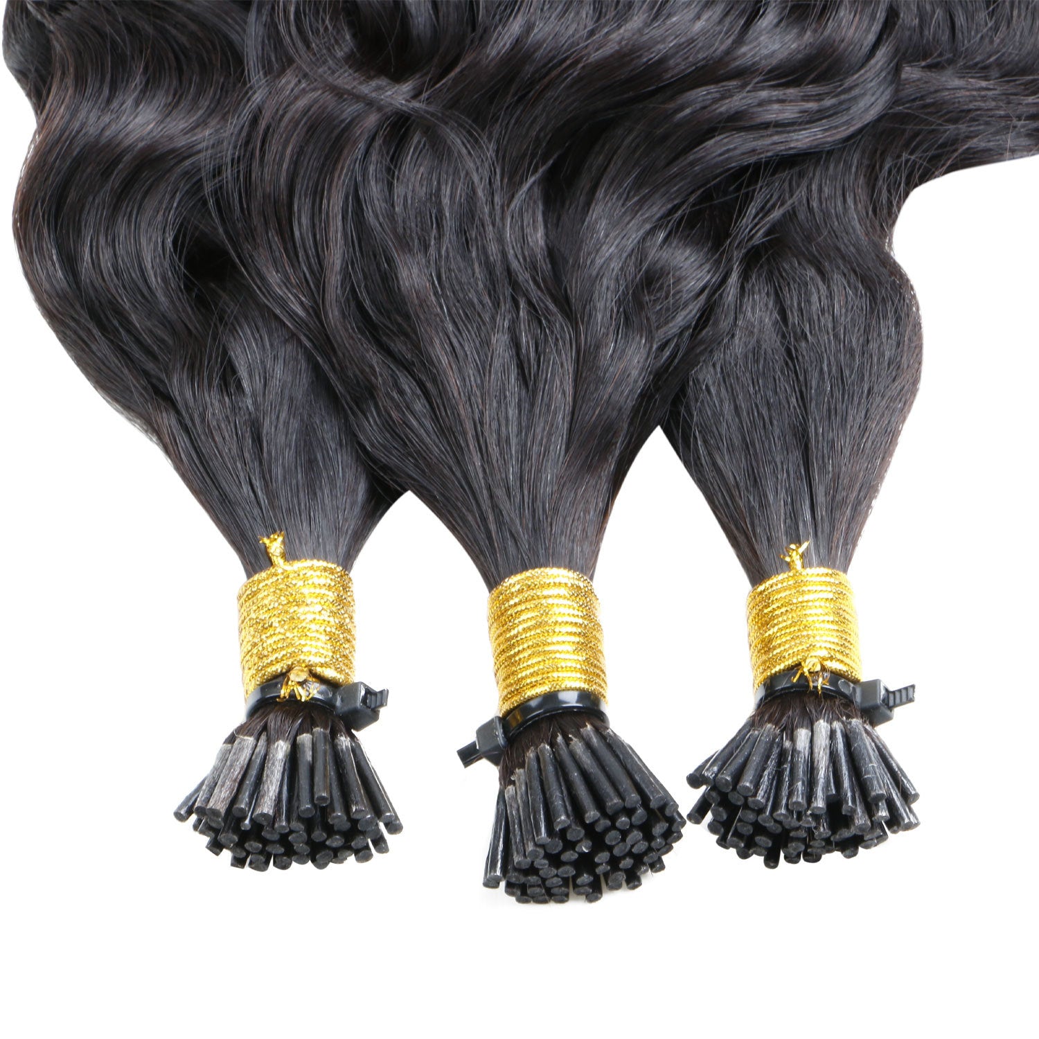 I Tip Water Wave Human Hair Extensions 100g/Pack Dark Color #1~#12