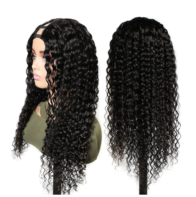 Brazilian Water Wave Virgin Human Hair U Part Wigs
