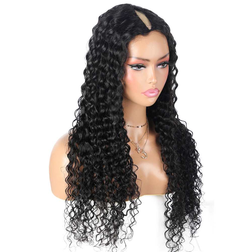 Brazilian Water Wave Human Hair V Part Wigs