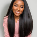 Brazilian Yaki Straight Virgin Human Hair 13x6 Lace Frontal Hair Wigs