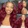 T1b/99J Ombre Burgundy Body Wave Human Hair 13x4 Lace Frontal Wig