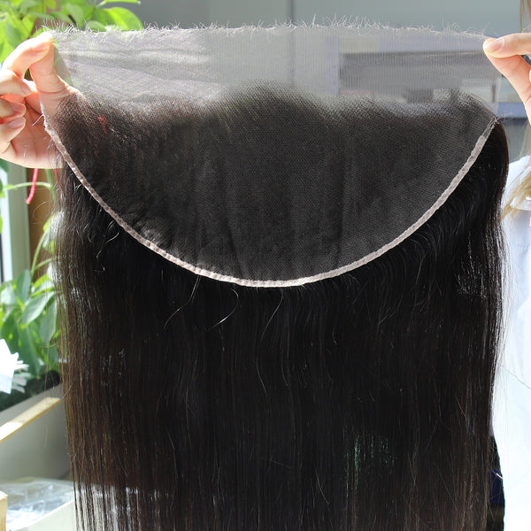 13x4 HD Lace Frontal Ear to Ear Lace Closure #1b Natural Black Color Top Swiss Invisible Lace with Baby Hair