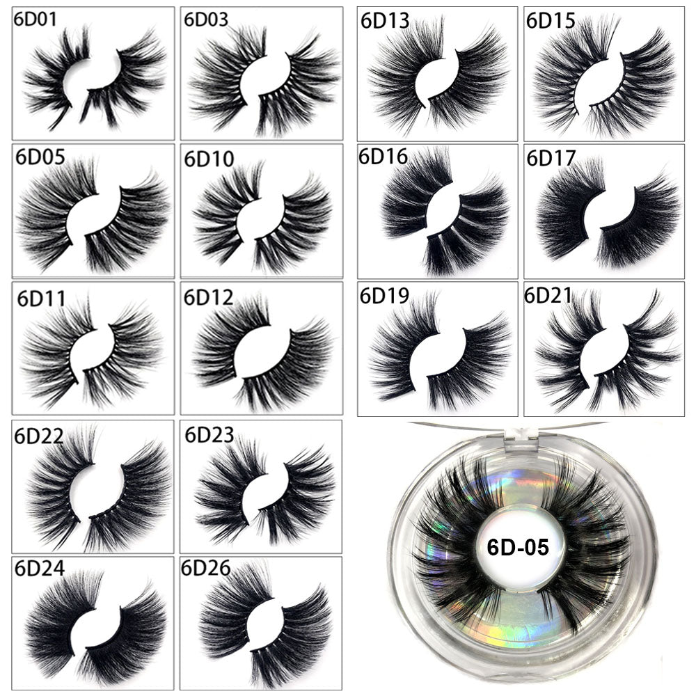 6D Mink Eyelashes 100% Handmade 25MM Thick Natural Long Realistic Eyelashes Reusable Make Up Fake Lashes1 Pair/Set Round Box US Stock