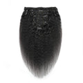 Brazilian Kinky Straight Human Hair Clip In Hair Extensions 8Pcs/Set