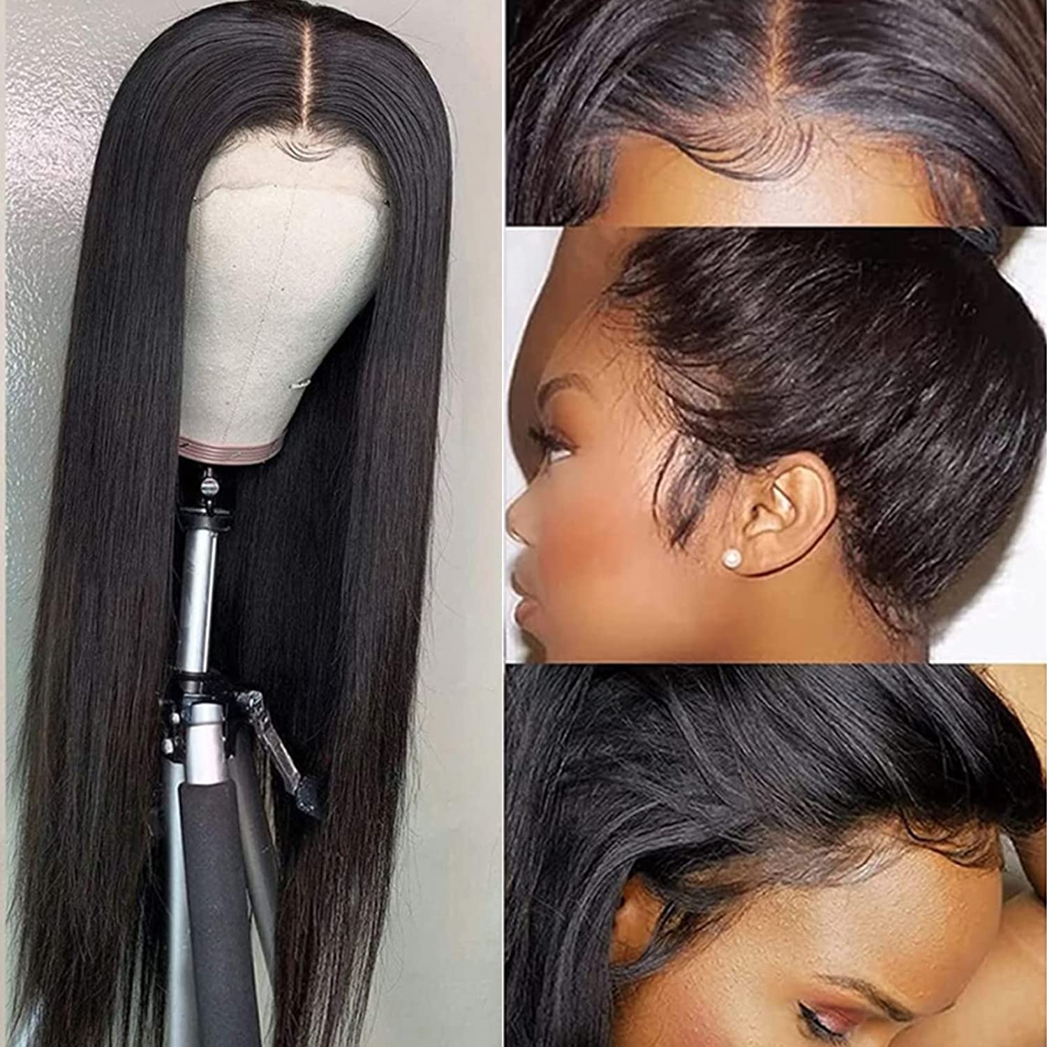 Cheap Straight Human Hair T Part Lace Wigs