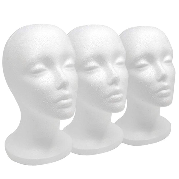 12" Styrofoam Wig Head Tall Female Foam Mannequin Wig Stand and Holder for Style, Model And Display Hair, Hats and Hairpieces, Mask - for Home, Salon and Travel