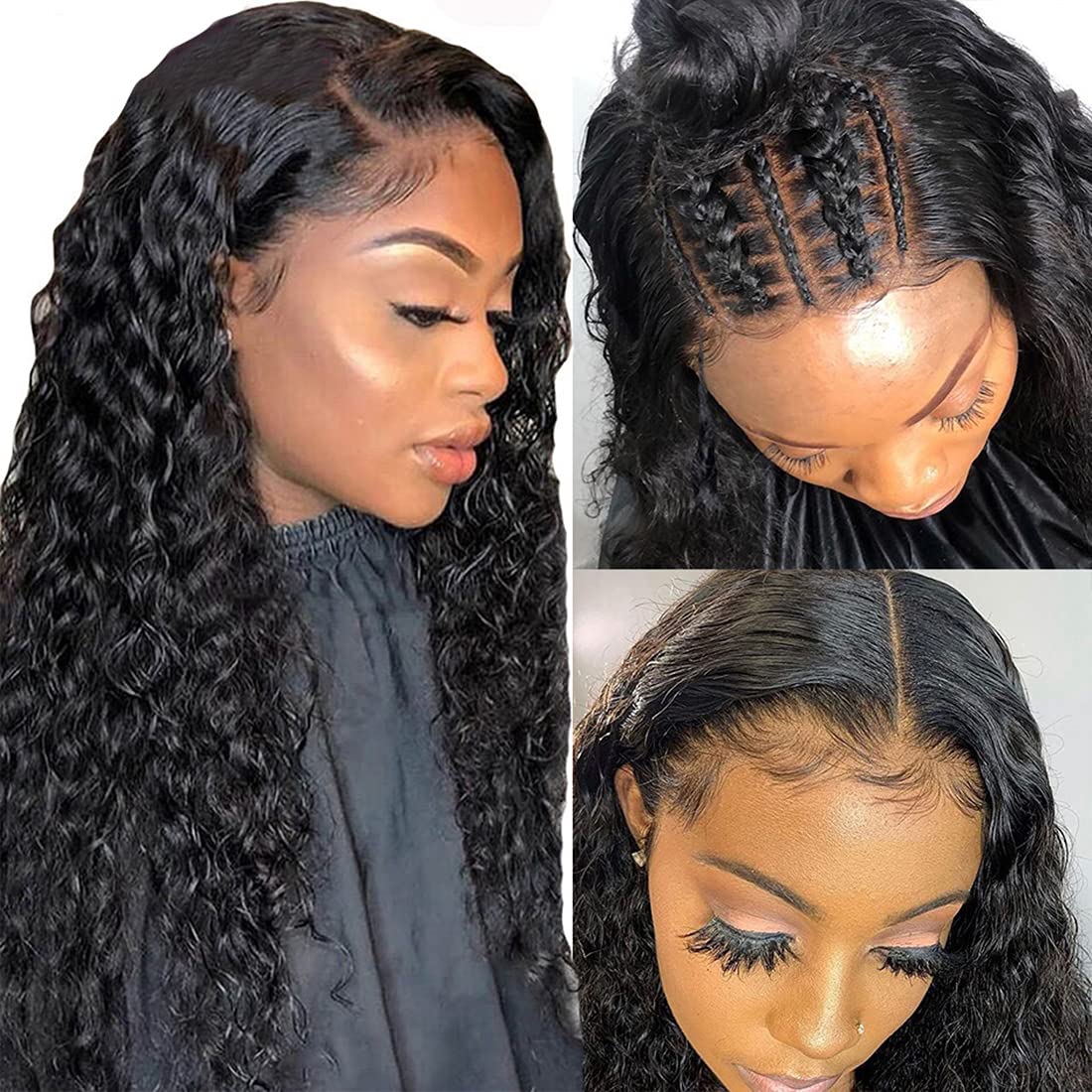 Cheap Deep Wave Human Hair T Part Lace Wigs