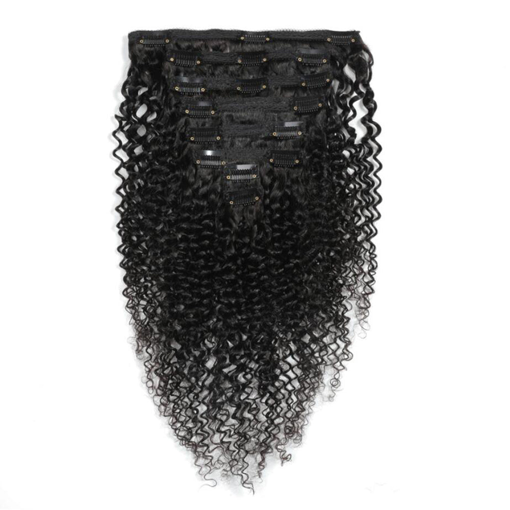 Brazilian Kinky Curly Human Hair Clip In Hair Extensions 8Pcs/Set