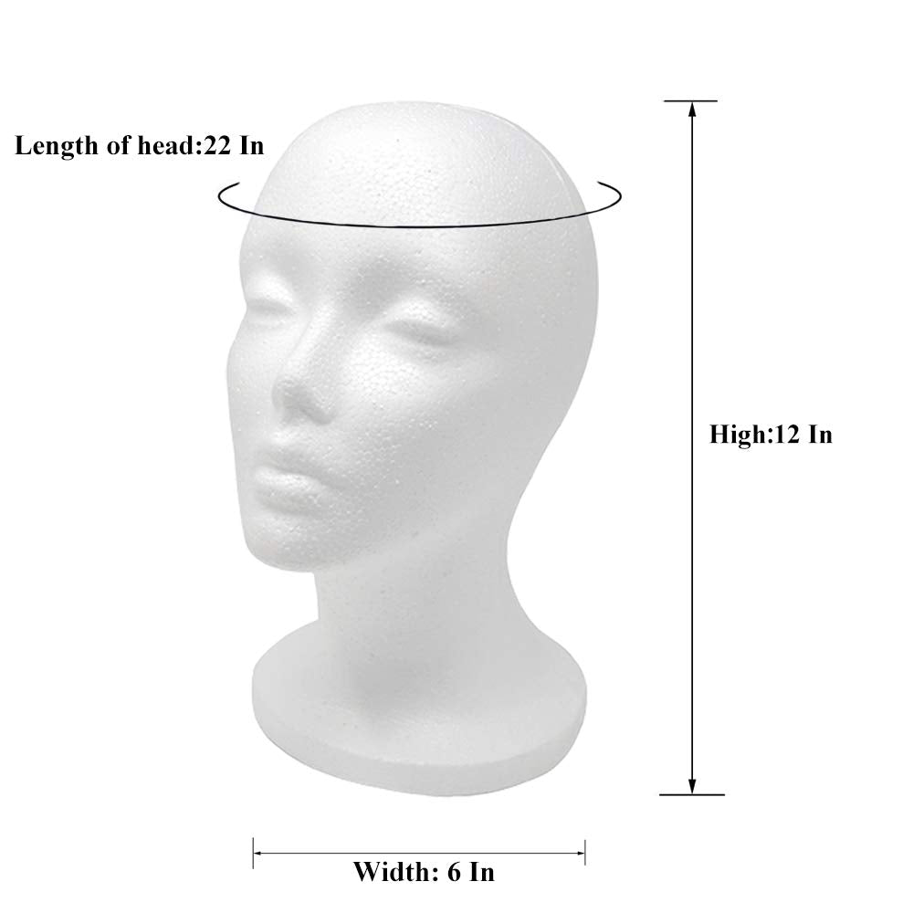 12" Styrofoam Wig Head