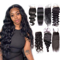 4x4 HD Lace Closure #1b Natural Black Color Top Swiss Invisible Lace with Baby Hair