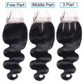 Natural Black Body Wave 4x4 Lace Closure Human Hair, Transparent Multi-Part Lace Closure Virgin Hair For Black Women