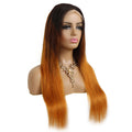 Ombre T1b/4/30 Straight Human Hair 13x4 Transparent Lace Frontal Wigs with Baby Hair Pre-Plucked