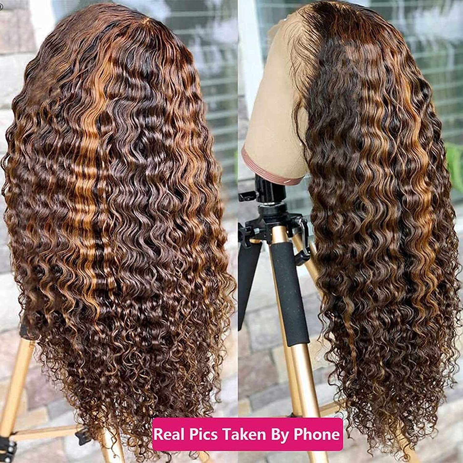 #P4/27 Highlight Deep Wave Human Hair 13x4 Transparent Lace Frontal Wigs with Baby Hair Pre-Plucked