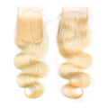 613 Blonde Body Wave 4x4 Lace Closure Human Hair, Transparent Lace Closure Virgin Hair For Black Women