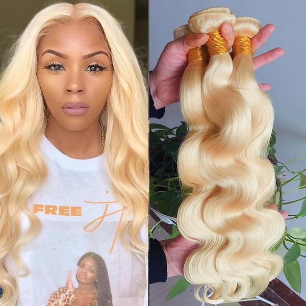 613 Blonde Body Wave Human Hair 1/3/4 Bundles 100% Human Hair Extensions