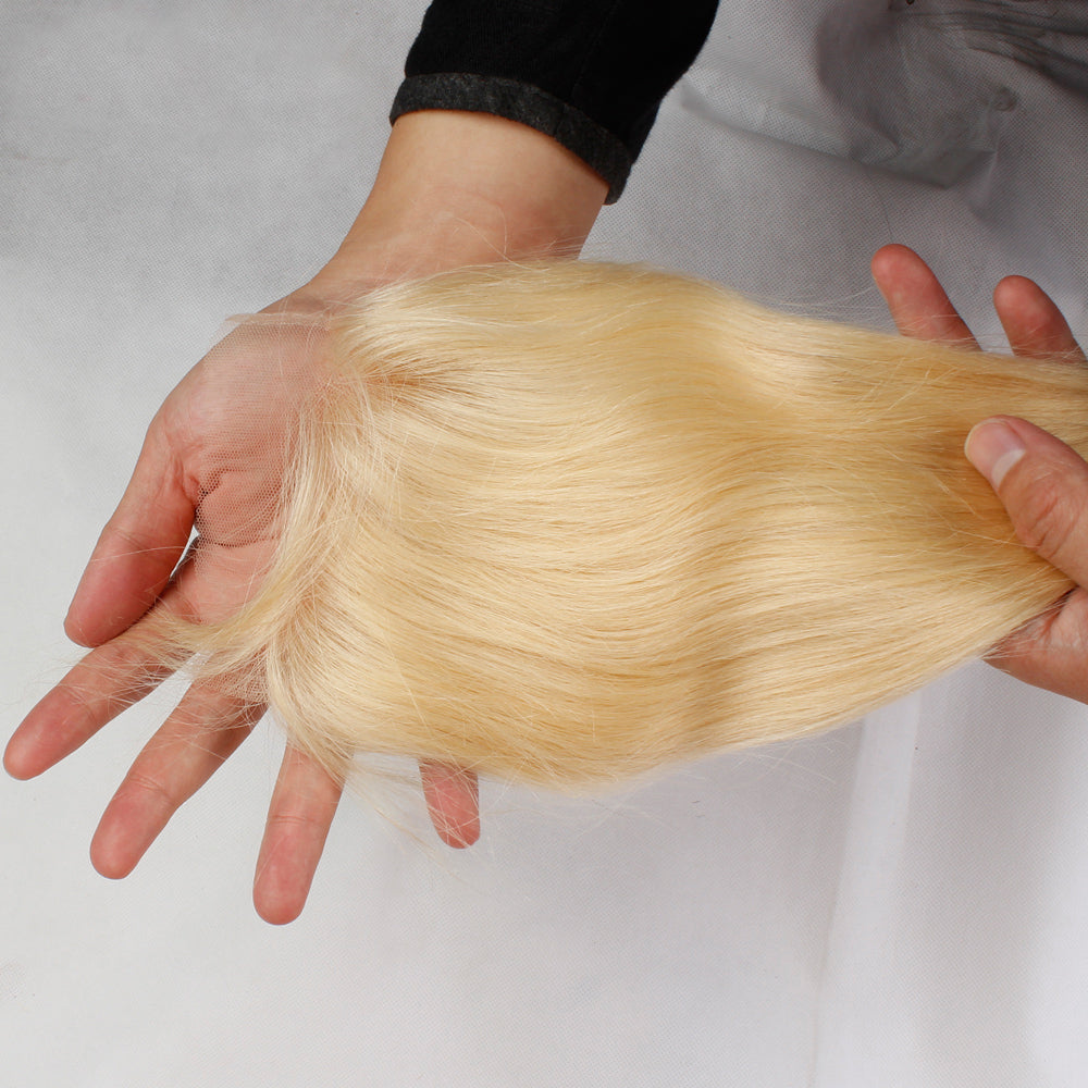613 Blonde Straight 4x4 Lace Closure Human Hair, Transparent Lace Hair Closure For Black Women
