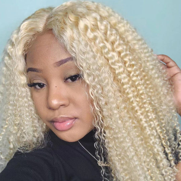 613 Blonde Kinky Curly Human Hair 1/3/4 Bundles 100% Human Hair Extensions