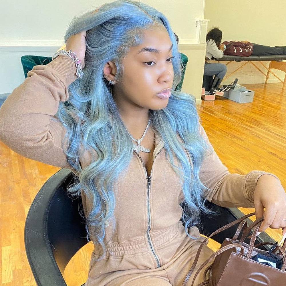 Gorgeous Grey Color Body Wave Human Hair 13x4 Transparent Lace Front Wigs Pre-Plucked 150% Density
