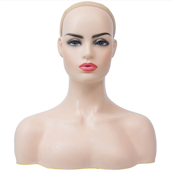 Realistic Female Caucasian Mannequin Head with Shoulders