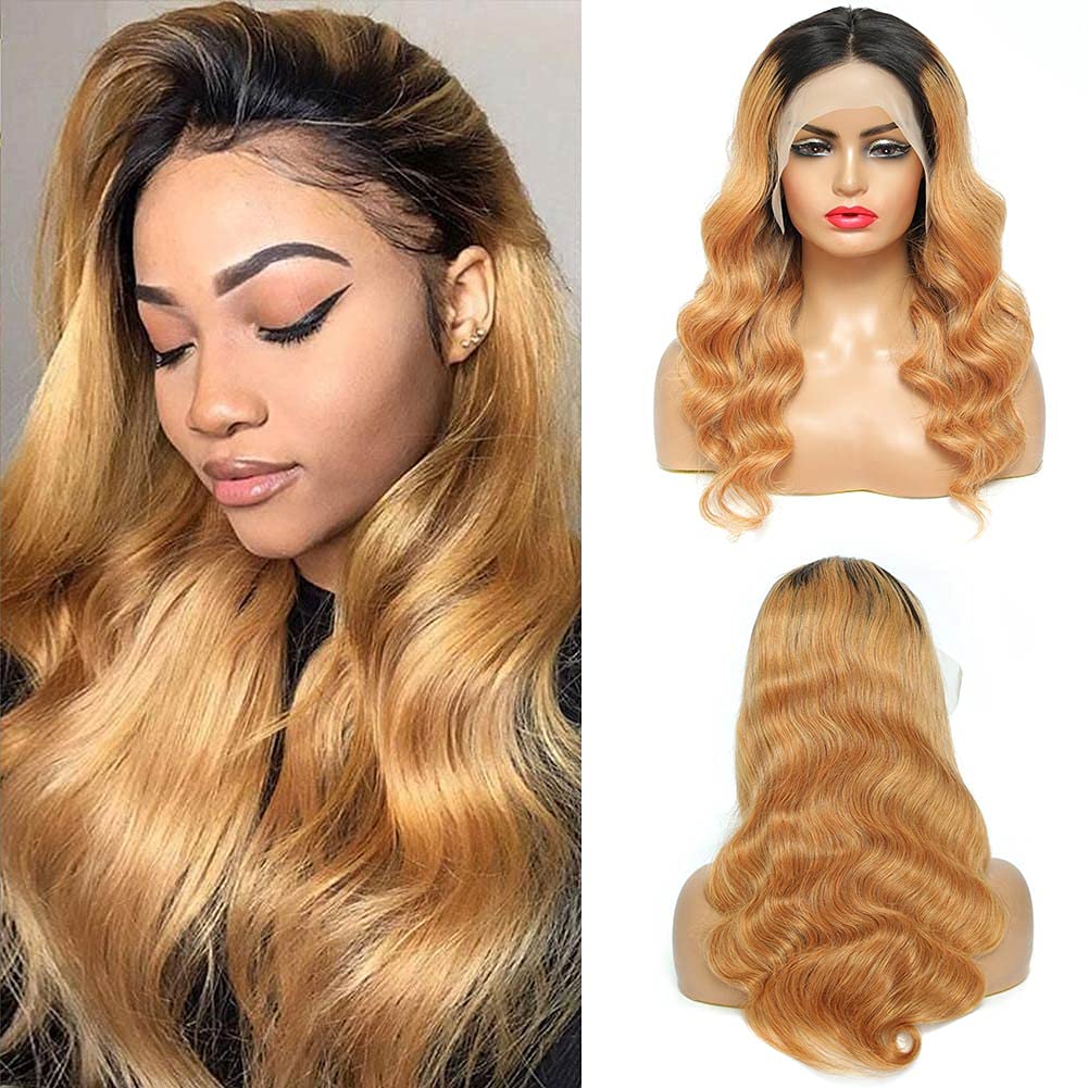 Ombre T1b/27 Long Body Wave Human Hair 13x6 Lace Frontal Hair Wigs