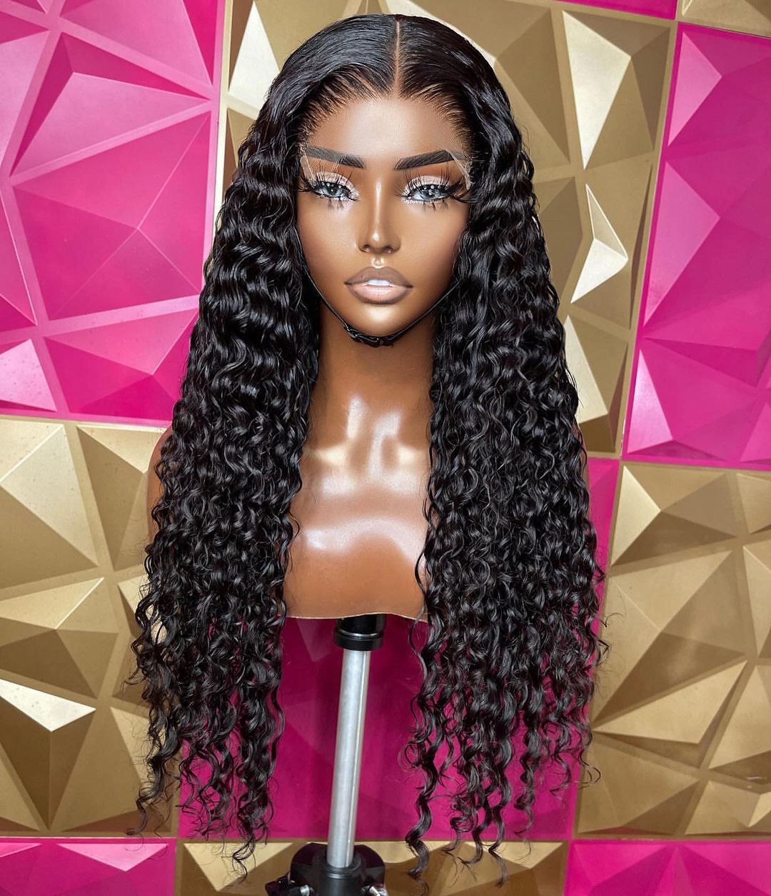 Cheap Water Wave Human Hair T Part Lace Wigs