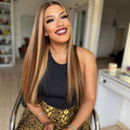 P4/27 Highlight Straight Human Hair 13x4 Transparent Lace Frontal Wigs with Baby Hair Pre-Plucked