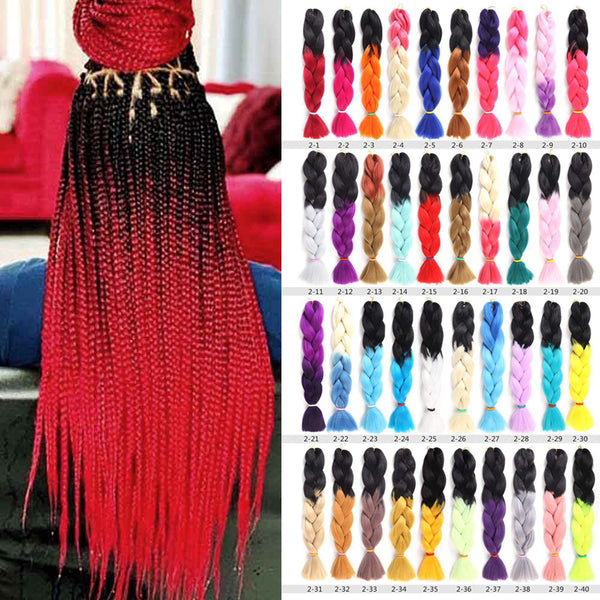 40 Colors Ombre 2 Color X-Pression Ultra Braids 100% Kanekalon Crochet Synthetic Hair Braids 165g/Pack
