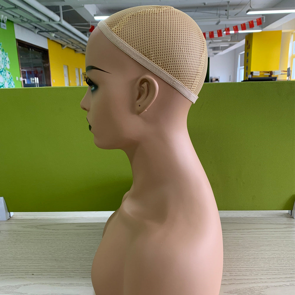 Realistic Female Brown Color Mannequin Head Stand